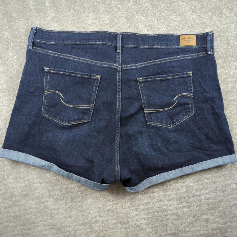 Levis Shorts Womens 22 Blue Denim Signature High Rise Cuffed Dark Wash Booty